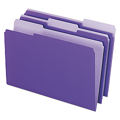 Pendaflex Interior File Folders, 1/3-Cut Tabs: Assorted, Legal Size, Violet, 100/Box (435013VIO)