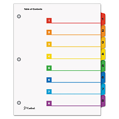Cardinal OneStep Printable Table of Contents and Dividers, 8-Tab, 1 to 8, 11 x 8.5, White, 1 Set (60818)