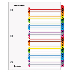 Cardinal OneStep Printable Table of Contents and Dividers, 26-Tab, A to Z, 11 x 8.5, White, 1 Set (60218)