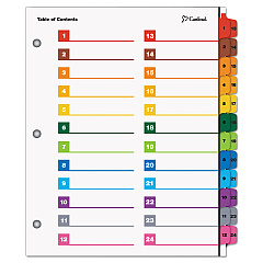 Cardinal OneStep Printable Table of Contents and Dividers - Double Column, 24-Tab, 1 to 24, 11 x 8.5, White, 1 Set (60960)
