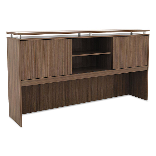 Alera Sedina Series Hutch with Sliding Doors, 72w x 15d x 42.5h, Modern Walnut (ALESE267215WA)