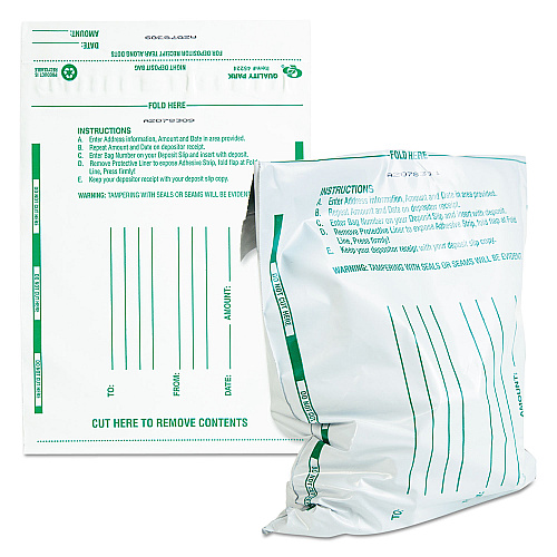 Quality Park Poly Night Deposit Bags with Tear-Off Receipt, 10 x 13, White, 100/Pack (45228)