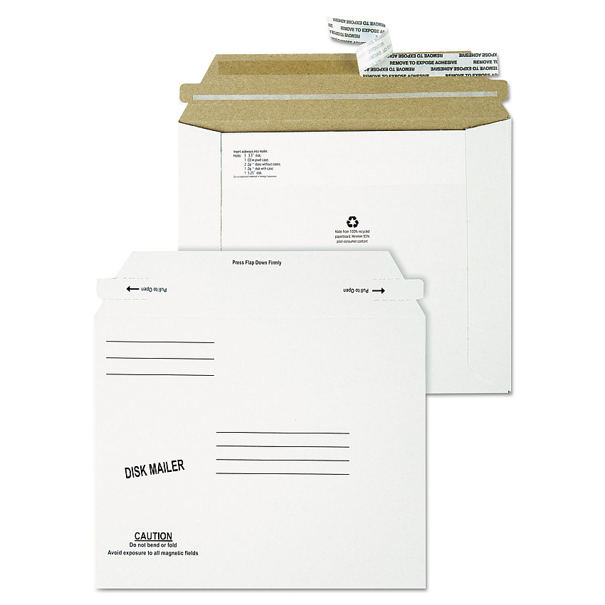 Quality Park Economy Disk/CD Mailer, Square Flap, Self-Adhesive Closure, 7.5 x 6.06, White, 100/Carton (64117)