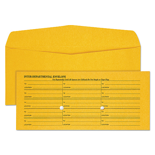 Quality Park Light Brown Fold Flap Kraft Trade Size Interoffice Envelope, One-Sided Box-Style Format, 4.5 x 10.38, Brown Kraft, 500/Box (63262)