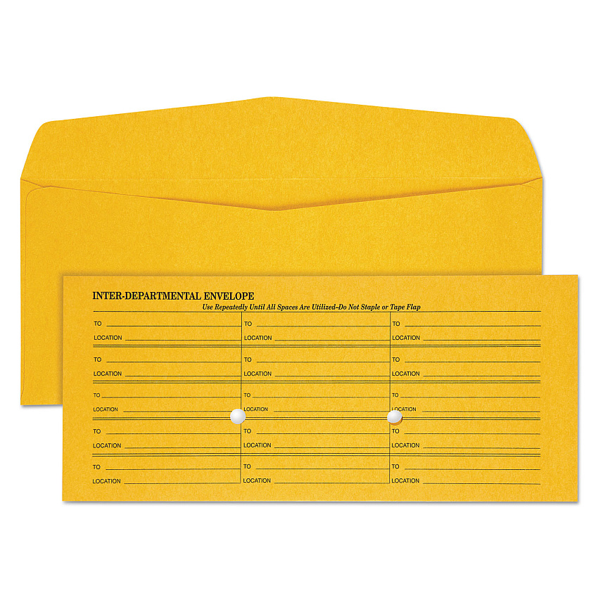 Quality Park Light Brown Fold Flap Kraft Trade Size Interoffice Envelope, One-Sided Box-Style Format, 4.5 x 10.38, Brown Kraft, 500/Box (63262)