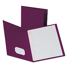 Oxford Twin-Pocket Folders with 3 Fasteners, 0.5" Capacity, 11 x 8.5, Burgundy, 25/Box (57757)