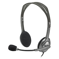 Logitech H111 Binaural Over-the-Head, Stereo Headset, Black/Silver (981000612)