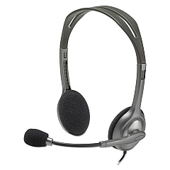 Logitech H111 Binaural Over-the-Head, Stereo Headset, Black/Silver (981000612)