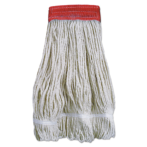 Boardwalk Wideband Looped-End Mop Heads, 20 oz, Natural w/Red Band, 12/Carton (BWK5320FTBNBTCT)