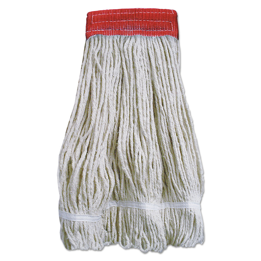 Boardwalk Wideband Looped-End Mop Heads, 20 oz, Natural w/Red Band, 12/Carton (BWK5320FTBNBTCT)