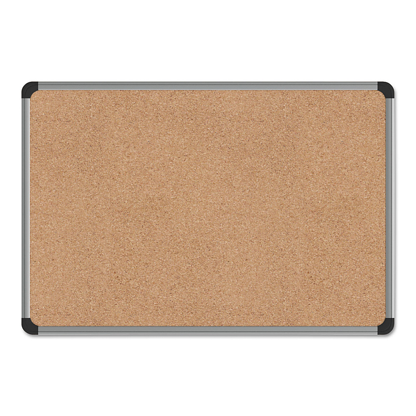 Universal Cork Board with Aluminum Frame, 24 x 18, Natural, Silver Frame (UNV43712)