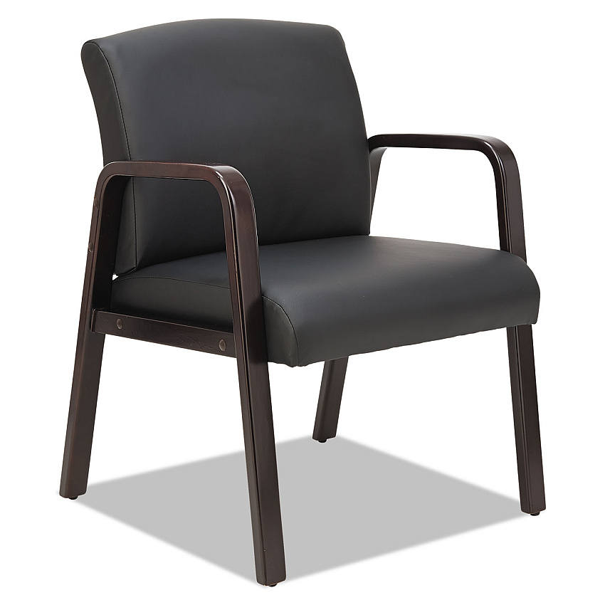 Alera Reception Lounge WL Series Guest Chair, 24.21" x 24.8" x 32.67", Black Seat/Back, Espresso Base (ALERL4319E)