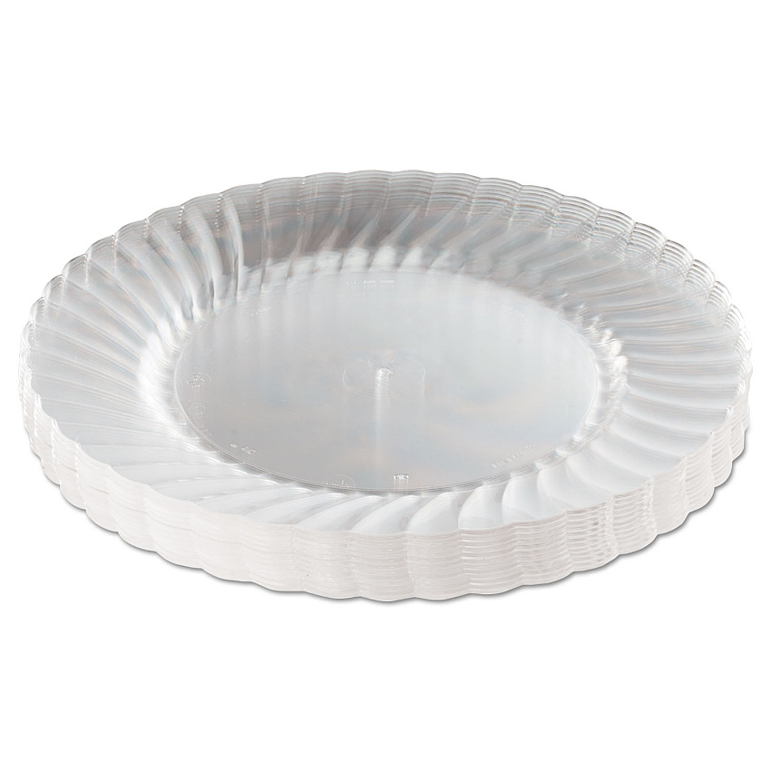 WNA Classicware Plastic Plates, 9" dia, Clear, 12/Pack, 15 Packs/Carton (RSCW91512)