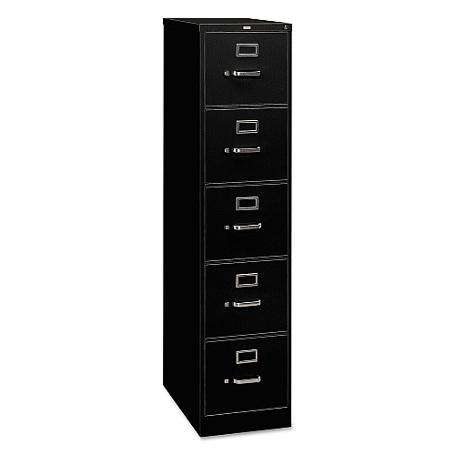 HON 310 Series Vertical File, 5 Legal-Size File Drawers, Black, 18.25" x 26.5" x 60" (315CPP)