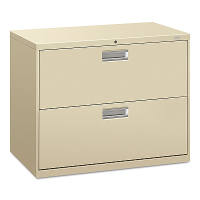 HON Brigade 600 Series Lateral File, 2 Legal/Letter-Size File Drawers, Putty, 36" x 18" x 28" (682LL)