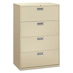 HON Brigade 600 Series Lateral File, 4 Legal/Letter-Size File Drawers, Putty, 36" x 18" x 52.5" (684LL)