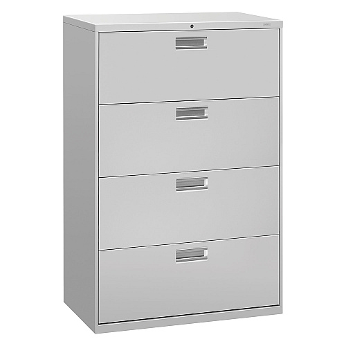 HON Brigade 600 Series Lateral File, 4 Legal/Letter-Size File Drawers, Light Gray, 36" x 18" x 52.5" (684LQ)