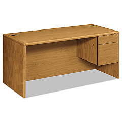 HON 10700 Series "L" Workstation Desk with Three-Quarter Height Pedestal on Right, 66" x 30" x 29.5", Harvest (10783RCC)