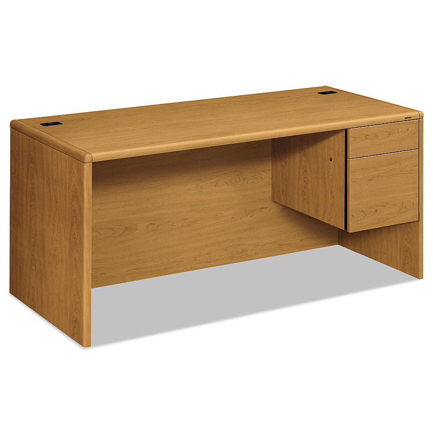 HON 10700 Series "L" Workstation Desk with Three-Quarter Height Pedestal on Right, 66" x 30" x 29.5", Harvest (10783RCC)