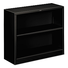 HON Metal Bookcase, Two-Shelf, 34.5w x 12.63d x 29h, Black (S30ABCP)