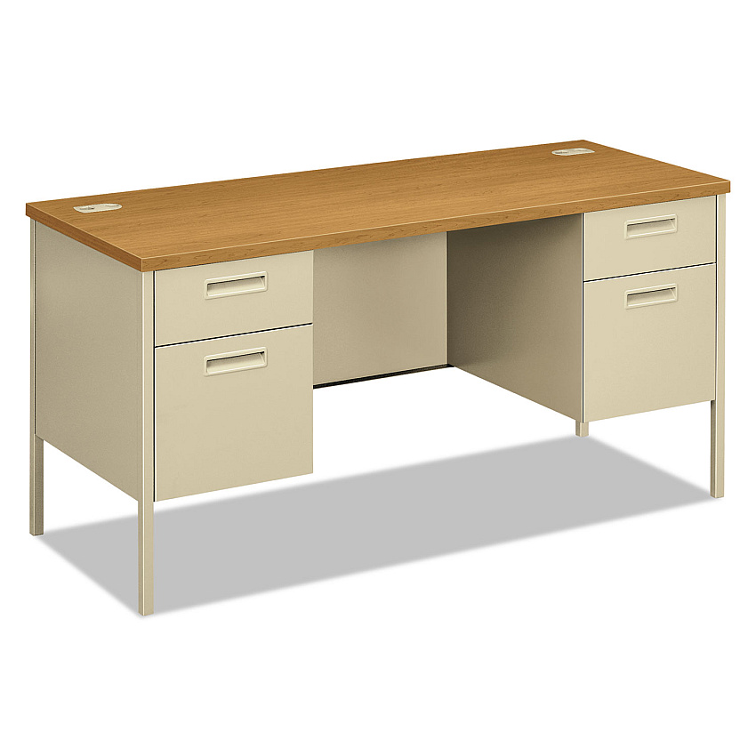 HON Metro Series Kneespace Credenza, 60w x 24d x 29.5h, Harvest/Putty (P3231CL)