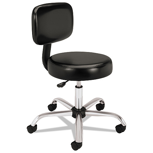 HON Adjustable Task/Lab Stool, Supports Up to 250 lb, 17.25" to 22" Seat Height, Black Seat/Back, Steel Base (MTS11EA11)