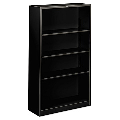 HON Metal Bookcase, Four-Shelf, 34.5w x 12.63d x 59h, Black (S60ABCP)