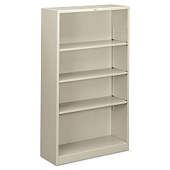 HON Metal Bookcase, Four-Shelf, 34.5w x 12.63d x 59h, Light Gray (S60ABCQ)
