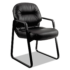HON Pillow-Soft 2090 Series Guest Arm Chair, Leather, 31.25" x 35.75" x 36", Black (2093SR11T)