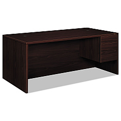 HON 10500 Series "L" Workstation Right Pedestal Desk with 3/4 Height Pedestal, 72" x 36" x 29.5", Mahogany (10585RNN)