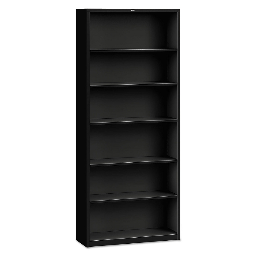 HON Metal Bookcase, Six-Shelf, 34.5w x 12.63d x 81.13h, Black (S82ABCP)