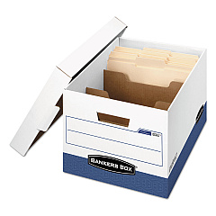 Bankers Box R-KIVE Heavy-Duty Storage Boxes with Dividers, Letter/Legal Files, 12.75" x 16.5" x 10.38", White/Blue, 12/Carton (0083601)