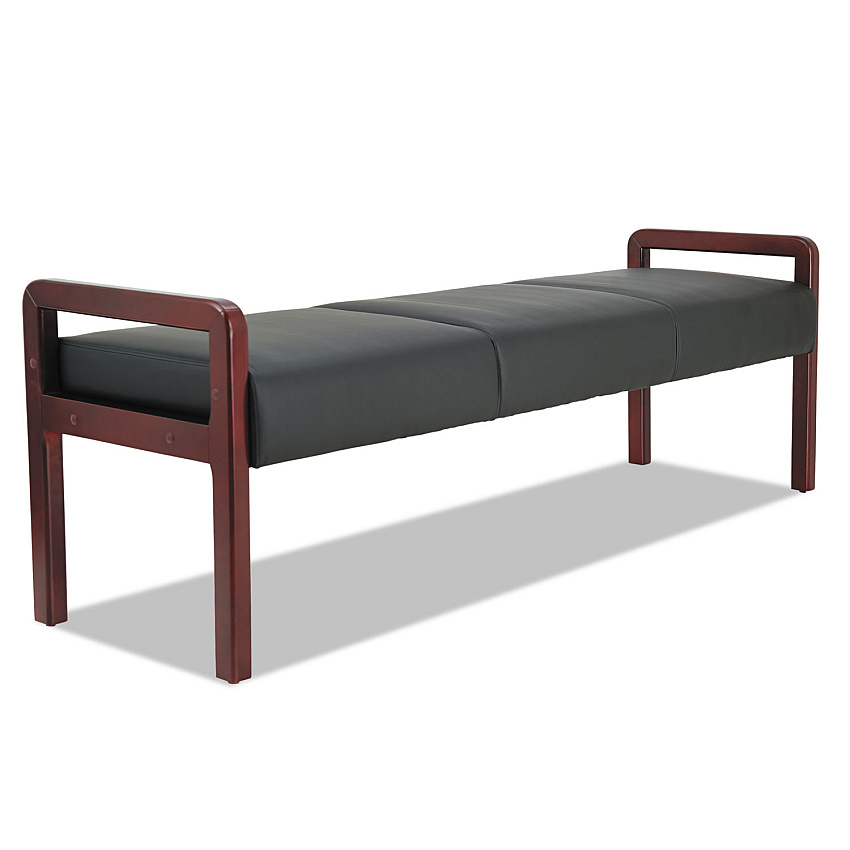 Alera Reception Lounge WL Series Bench, Three-Seater, 65.75w x 22.25d x 22.88h, Black/Mahogany (ALERL2419M)