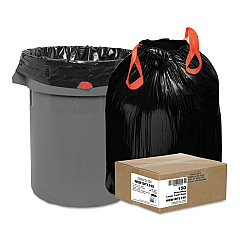 Draw 'n Tie Heavy-Duty Trash Bags, 33 gal, 1.2 mil, 33.5" x 38", Black, 150/Box (1DTL150)