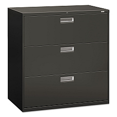 HON Brigade 600 Series Lateral File, 3 Legal/Letter-Size File Drawers, Charcoal, 42" x 18" x 39.13" (693LS)