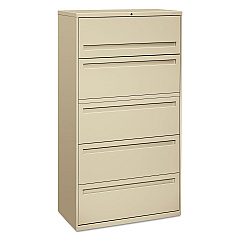 HON Brigade 700 Series Lateral File, 4 Legal/Letter-Size File Drawers, 1 File Shelf, 1 Post Shelf, Putty, 36" x 18" x 64.25" (785LL)