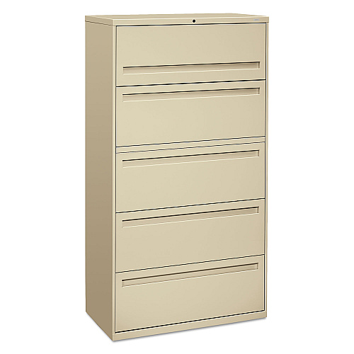 HON Brigade 700 Series Lateral File, 4 Legal/Letter-Size File Drawers, 1 File Shelf, 1 Post Shelf, Putty, 36" x 18" x 64.25" (785LL)