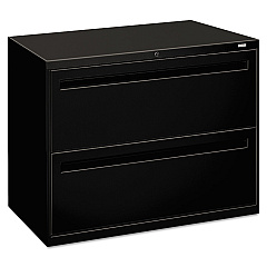 HON Brigade 700 Series Lateral File, 2 Legal/Letter-Size File Drawers, Black, 36" x 18" x 28" (782LP)