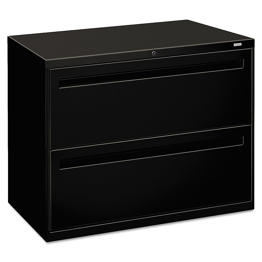HON Brigade 700 Series Lateral File, 2 Legal/Letter-Size File Drawers, Black, 36" x 18" x 28" (782LP)