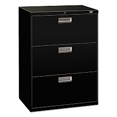 HON Brigade 600 Series Lateral File, 3 Legal/Letter-Size File Drawers, Black, 30" x 18" x 39.13" (673LP)