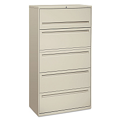 HON Brigade 700 Series Lateral File, 4 Legal/Letter-Size File Drawers, 1 File Shelf, 1 Post Shelf, Light Gray, 36" x 18" x 64.25" (785LQ)
