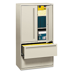 HON Brigade 700 Series Lateral File, Three-Shelf Enclosed Storage, 2 Legal/Letter-Size File Drawers, Gray, 36" x 18" x 64.25" (785LSQ)