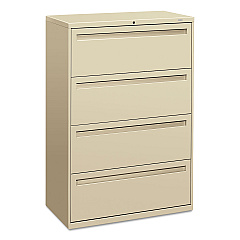 HON Brigade 700 Series Lateral File, 4 Legal/Letter-Size File Drawers, Putty, 36" x 18" x 52.5" (784LL)