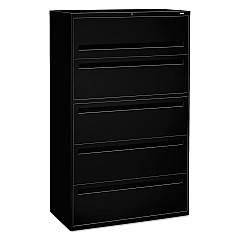 HON Brigade 700 Series Lateral File, 4 Legal/Letter-Size File Drawers, 1 File Shelf, 1 Post Shelf, Black, 42" x 18" x 64.25" (795LP)