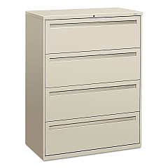 HON Brigade 700 Series Lateral File, 4 Legal/Letter-Size File Drawers, Light Gray, 42" x 18" x 52.5" (794LQ)