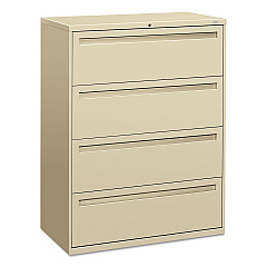 HON Brigade 700 Series Lateral File, 4 Legal/Letter-Size File Drawers, Putty, 42" x 18" x 52.5" (794LL)