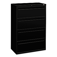 HON Brigade 700 Series Lateral File, 4 Legal/Letter-Size File Drawers, Black, 36" x 18" x 52.5" (784LP)