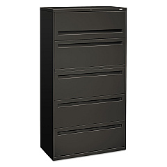 HON Brigade 700 Series Lateral File, 4 Legal/Letter-Size File Drawers, 1 File Shelf, 1 Post Shelf, Charcoal, 36" x 18" x 64.25" (785LS)