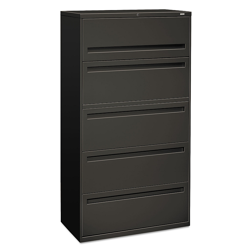 HON Brigade 700 Series Lateral File, 4 Legal/Letter-Size File Drawers, 1 File Shelf, 1 Post Shelf, Charcoal, 36" x 18" x 64.25" (785LS)