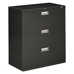 HON Brigade 600 Series Lateral File, 3 Legal/Letter-Size File Drawers, Charcoal, 36" x 18" x 39.13" (683LS)